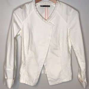 Maurice’s Ivory Lace & Ruffle Jean Jacket  Small